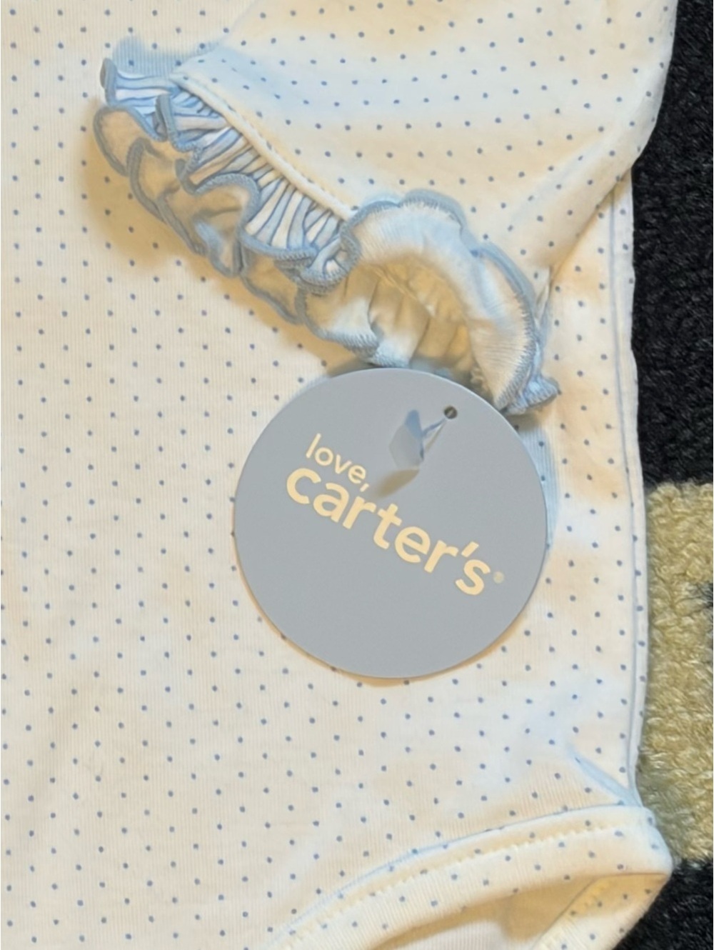 Carter's Cream & Light Blue Butterfly One-Piece Baby Outfit - Picture 4 of 5